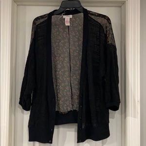 Black cardigan, with floral see through back